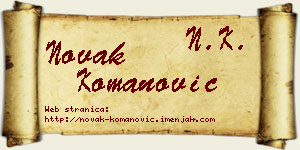 Novak Komanović vizit kartica